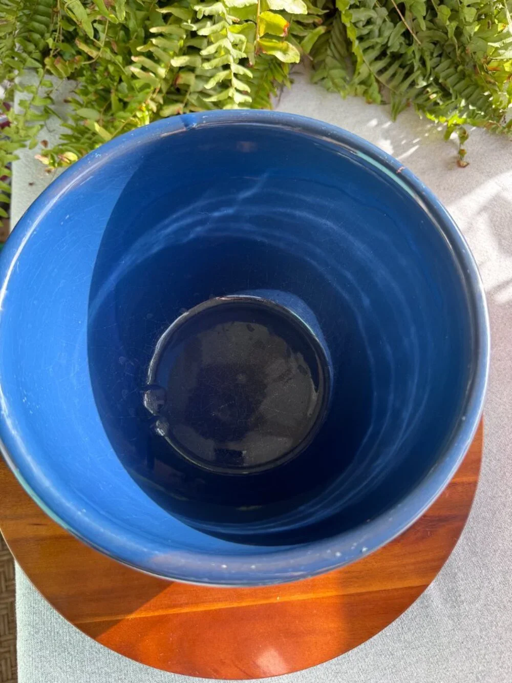 Val Do Sol Portugal Dark Blue Glazed Ceramic Terracotta Serving / Mixing Bowl